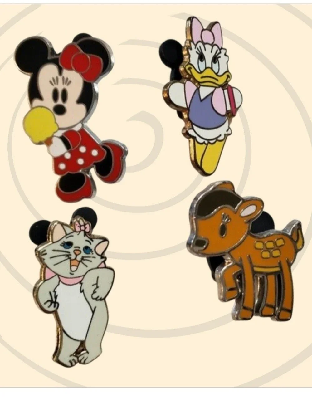 Lot of 4 Disney Pins Minnie Mouse, Daisy Duck, Marie & Bambi